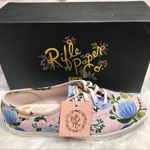 💗NIB!!! 8 WIDE ADORABLE KEDS X RIFLE PAPER COMPANY COTTON CANVAS SNEAKERS PINK